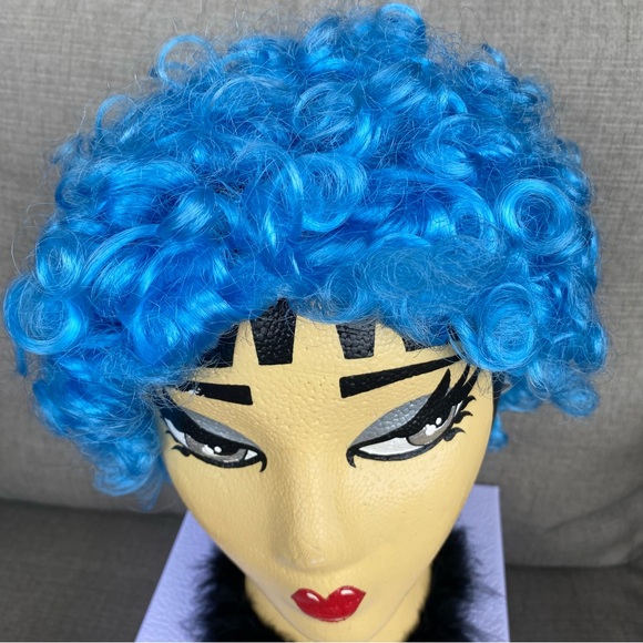 Fun Short Blue Curly Hair Costume Wig - Picture 6 of 6